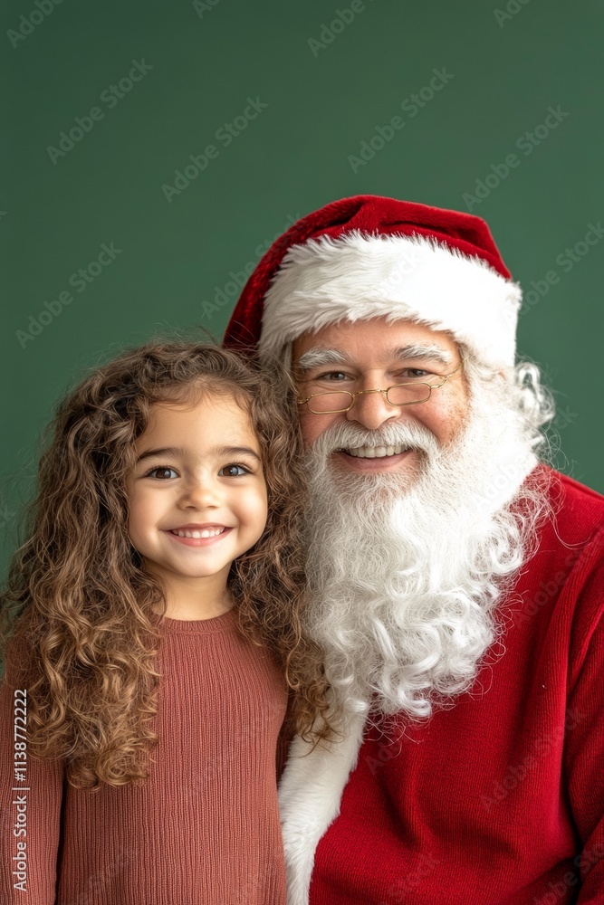 Isolated white toddler girl in festive knee on green background. Lively break season, lovely toddler girl! copyspace. Santa with kid on lap. Santa with kid design. Santa claus with green. Isolated white toddler girl in festive knee on green background. Lively break season, lovely toddler girl! copyspace. Santa with kid on lap. Santa with kid design. Santa claus with green.