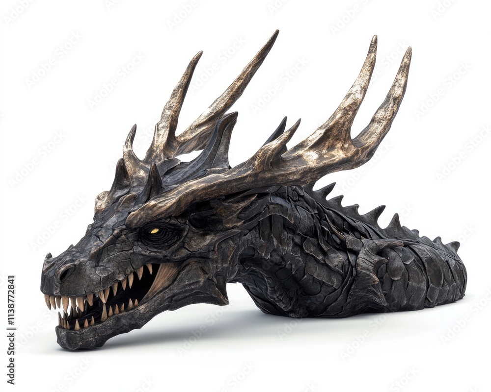 3D Rendering of a Majestic Black Dragon: An Enigmatic Fantasy Creature Emanating Power and Mystery 3D Rendering of a Majestic Black Dragon: An Enigmatic Fantasy Creature Emanating Power and Mystery