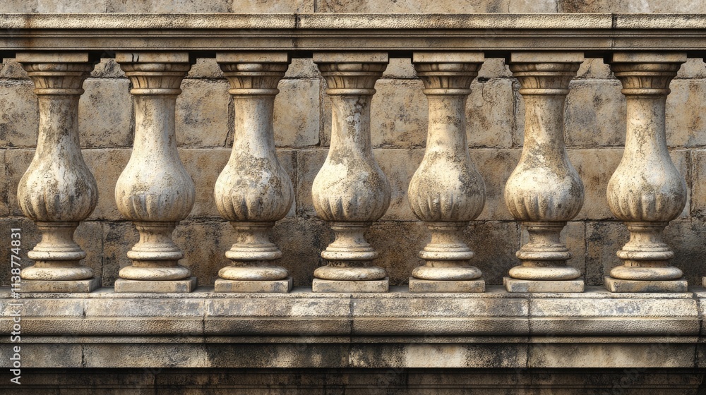 Fototapeta premium Elegant Classical Stone Pillars and Stairs in Detail. Facade of a New York City Building