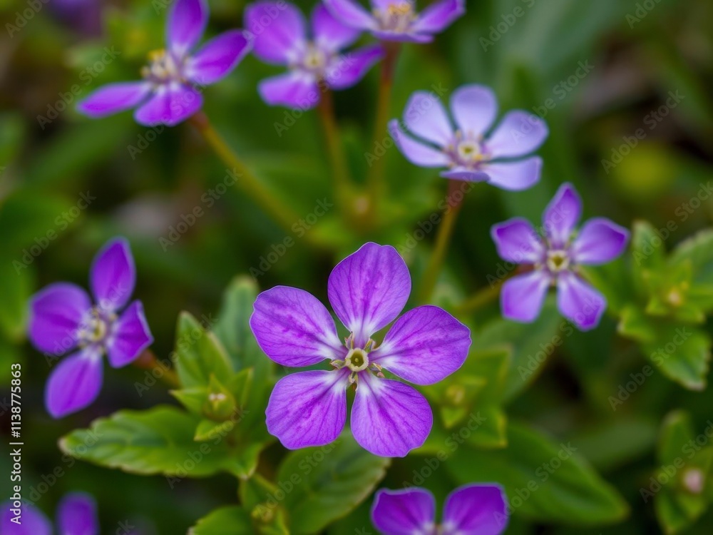 Bright purple flower petals and leaves in a close-up shot, showcasing the vibrant hues and delicate details of nature, vibrant, plant, delicate Bright purple flower petals and leaves in a close-up shot, showcasing the vibrant hues and delicate details of nature, vibrant, plant, delicate