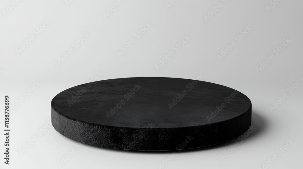 Black Circular Platform on White Background - Minimalist Product Display Mockup Black Circular Platform on White Background - Minimalist Product Display Mockup