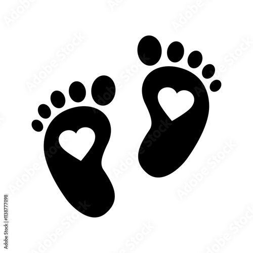 Baby footprints with heart icon