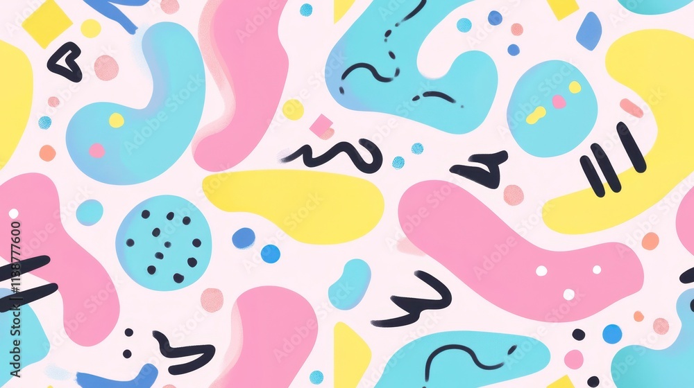 Playful Pastel Abstract Shapes Seamless Pattern Design Playful Pastel Abstract Shapes Seamless Pattern Design