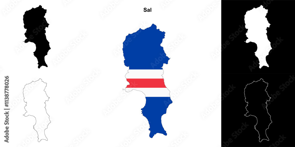 Sal municipality outline map set