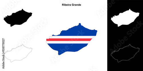 Ribeira Grande municipality outline map set