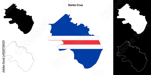 Santa Cruz municipality outline map set photo