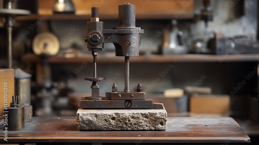 Antique watchmaking machine. Concept of precision, craftsmanship, and vintage technology. Antique watchmaking machine. Concept of precision, craftsmanship, and vintage technology.
