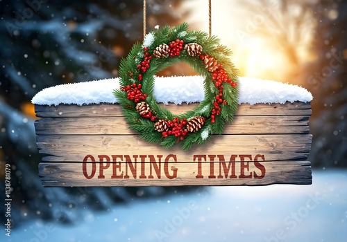 Opening Times Sign (Winter / Xmas)