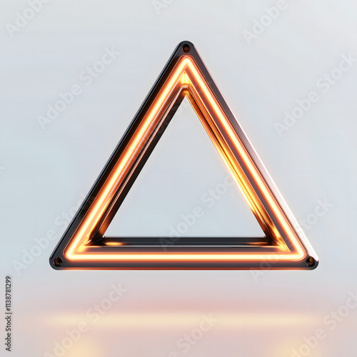 Floating Neon Triangle with Sleek 3D Design photo