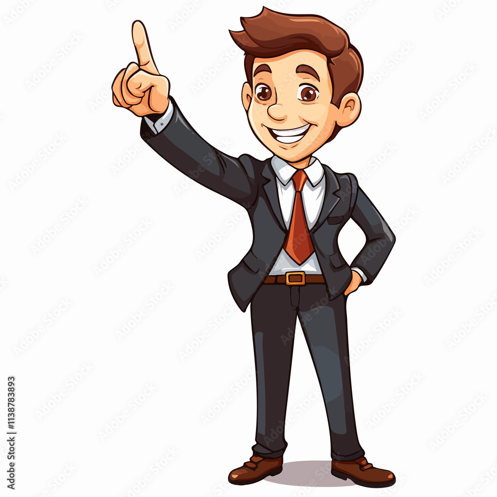 Professional cartoon of successful business man with gesture of victory Professional cartoon of successful business man with gesture of victory