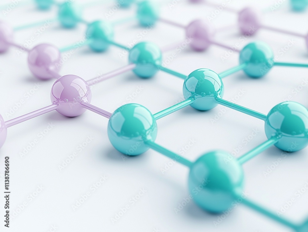 Interconnected nodes of vibrant spheres, stark white background, seamless communication concept Interconnected nodes of vibrant spheres, stark white background, seamless communication concept
