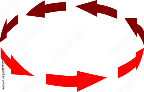 Isometric view of 3D rotating arrows isolated on clear or transparent background