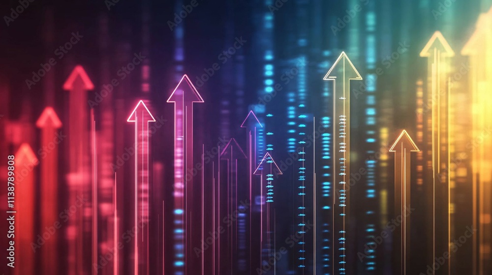 Abstract Neon Arrows Representing Growth And Progress Abstract Neon Arrows Representing Growth And Progress