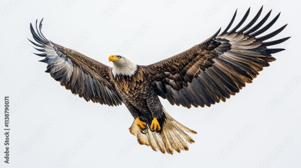 Realistic, grand American Bald Eagle soaring with outstretched wings, American flag flowing dramatically below, vertical orientation Realistic, grand American Bald Eagle soaring with outstretched wings, American flag flowing dramatically below, vertical orientation