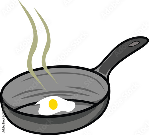 vector image of a frying pan with fried eggs