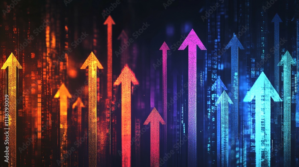 Abstract Colorful Arrows Rising Upward Representing Growth Abstract Colorful Arrows Rising Upward Representing Growth