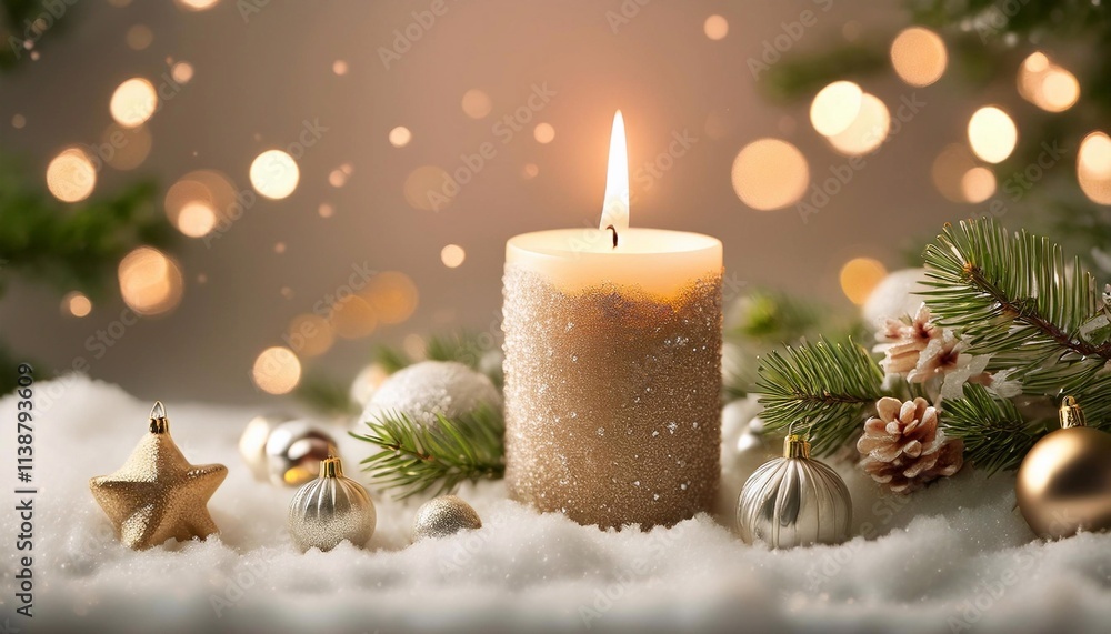 beautiful candle on christmas background with fir tree branches, garland and beautiful bokeh beautiful candle on christmas background with fir tree branches, garland and beautiful bokeh
