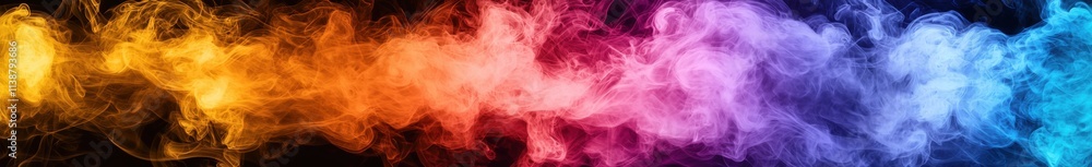 Multicolored smoke puff cloud design elements on a dark background Multicolored smoke puff cloud design elements on a dark background