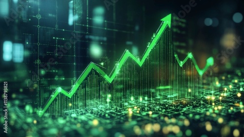 Wallpaper Mural Green financial graph showing economic growth trends Torontodigital.ca