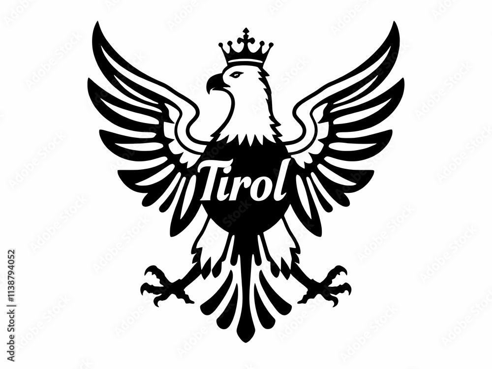 Obraz premium Tiroler Wappen mit Adler und Krone in Schwarz und Weiß