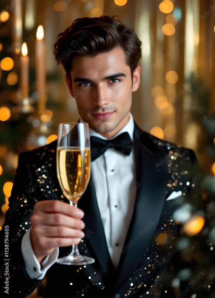 Champagne Toast in Black and Gold Champagne Toast in Black and Gold