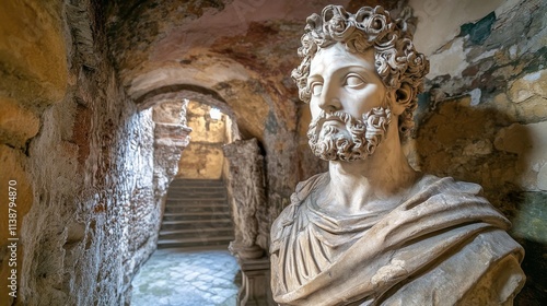 Wallpaper Mural  Ksiaz, Poland -16 october 2024: stone statue in Roman style from the 19th century at Ksiaz Castle, Poland Torontodigital.ca