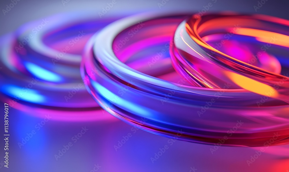 Three glossy rings with colorful reflections. Three glossy rings with colorful reflections.