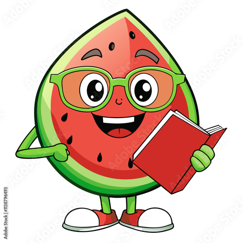 Watermelon Mascot Logos: Coffee Cup, Angry Gamer, Boxing Gloves, Reading Book Vector Designs, Creative watermelon mascot logos: vector, cartoon, clipart, fun designs for various themes photo