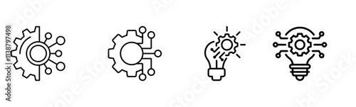 Gear and bulb icon set in vector