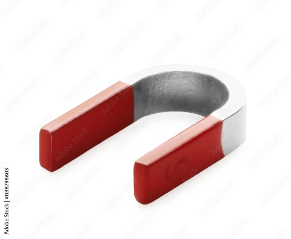 One metal horseshoe magnet isolated on white One metal horseshoe magnet isolated on white