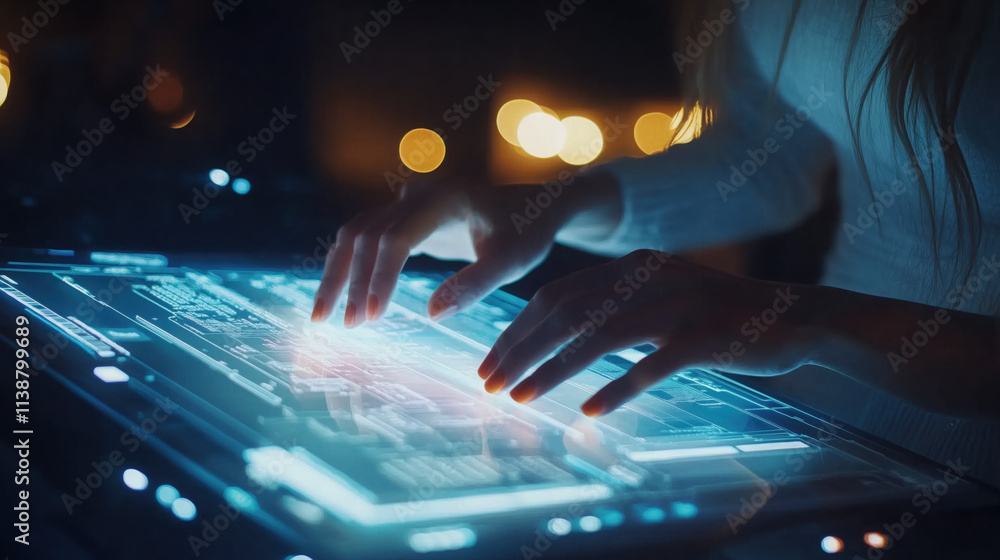 Businesswoman Using a Laptop with Glowing Digital Forms and Dynamic Signature Animation, Representing E-Signature Technology and Paperless Workflows Businesswoman Using a Laptop with Glowing Digital Forms and Dynamic Signature Animation, Representing E-Signature Technology and Paperless Workflows