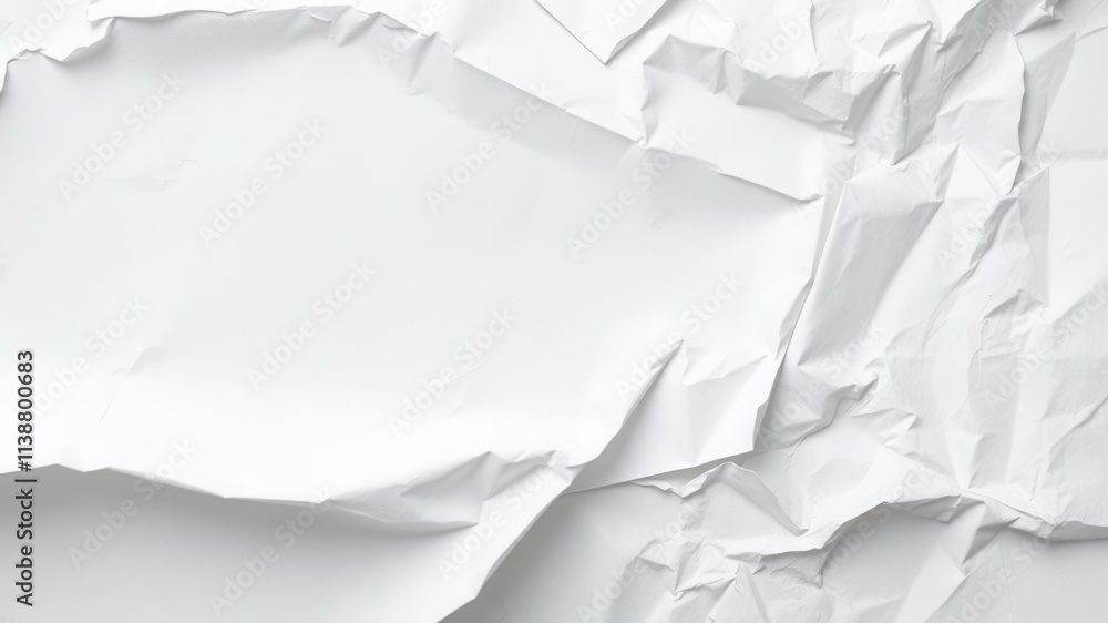 Obraz premium A close-up shot of a crumpled white paper sheet with visible creases, copy, detail, sheet
