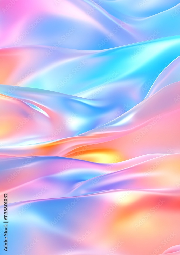 Obraz premium Vibrant Colorful Iridescent Waves Creating a Mesmerizing Holographic Foil Background