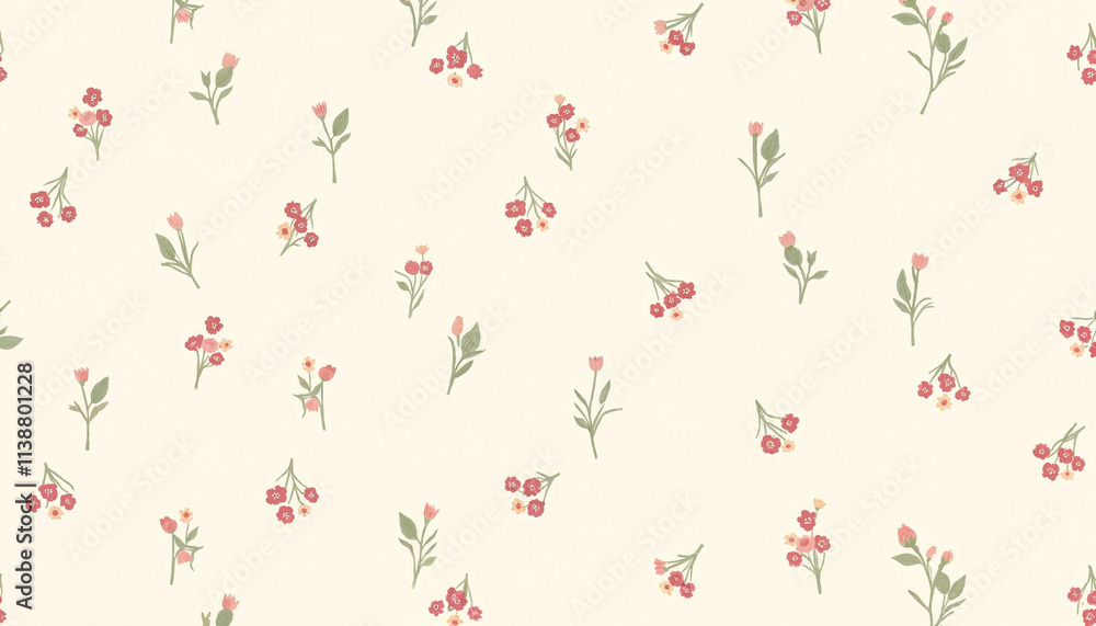 Seamless floral pattern with small red and pink flowers. Seamless floral pattern with small red and pink flowers.