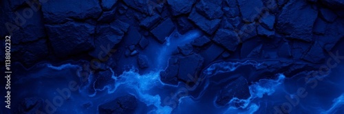 Blue abstract lava stone texture background resembles a flowing river of cobalt blue, creating a mesmerizing and mysterious atmosphere, lava, abstract, texture