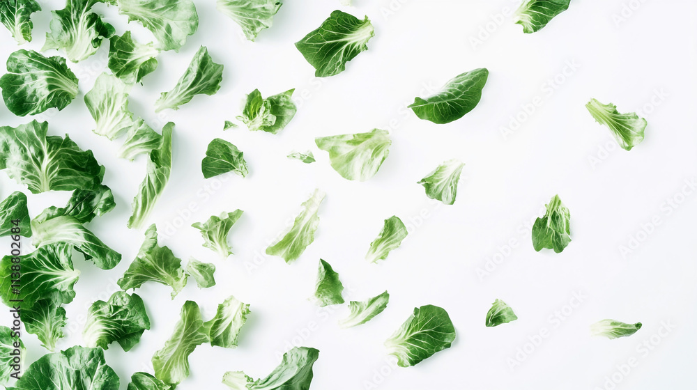 Fototapeta premium Fresh Green Lettuce Leaves Salad Food Healthy Eating Diet Vegetarian Vegan Nature