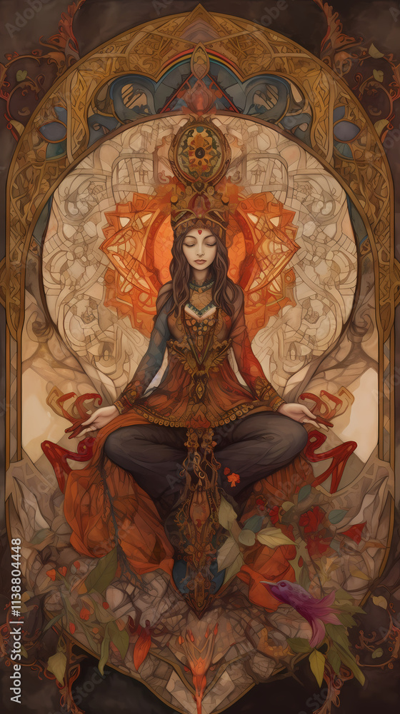 Obraz premium yoga tarot card painting mandalas