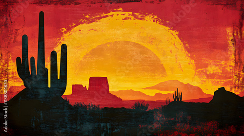 A grunge background with a wild west landscape, full of rugged character.