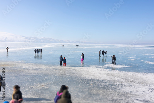 Views from the frozen Çıldır Lake on the Kars Armenian border
