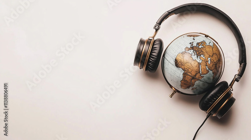 Global Audio  Headphones   World Map Globe  Travel  Podcast  Music