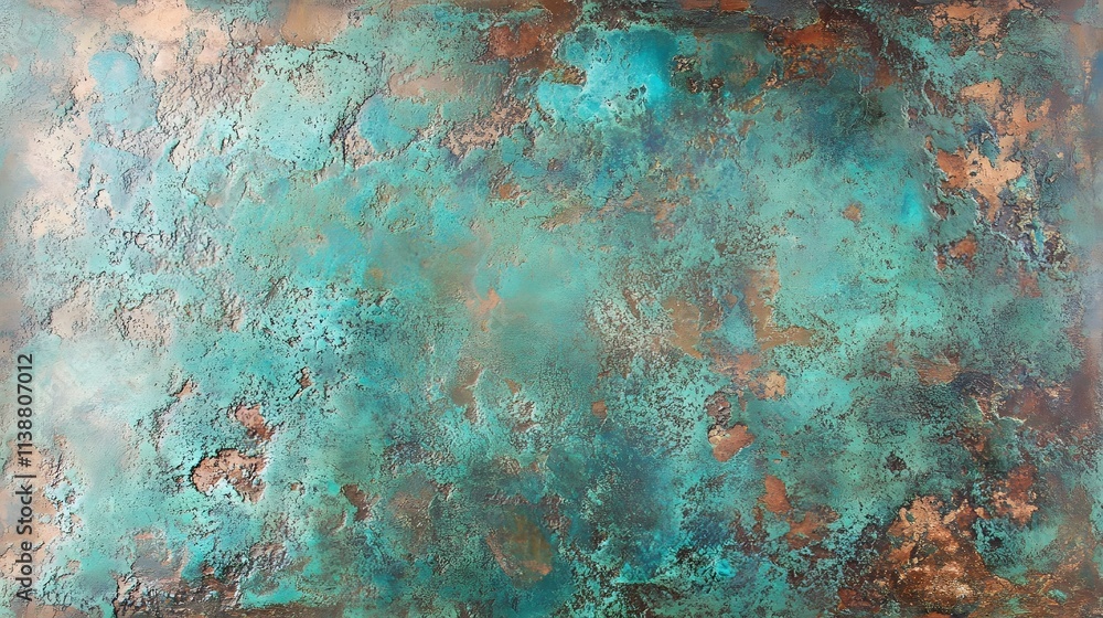Patinated copper surface with slight verdigris spots Patinated copper surface with slight verdigris spots