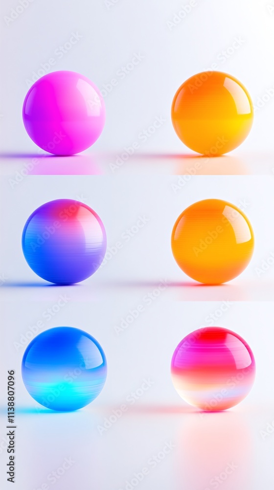 Vibrant Glassy Planet Icons in Modern Gradient Colors on White Background Vibrant Glassy Planet Icons in Modern Gradient Colors on White Background