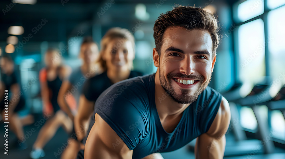 A fitness group engaged in back exercises at the gym, promoting health and wellness. A fitness group engaged in back exercises at the gym, promoting health and wellness.
