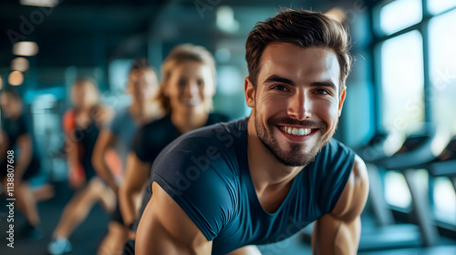 A fitness group engaged in back exercises at the gym, promoting health and wellness.