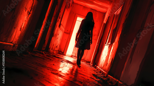 woman walking in the dark of a allay