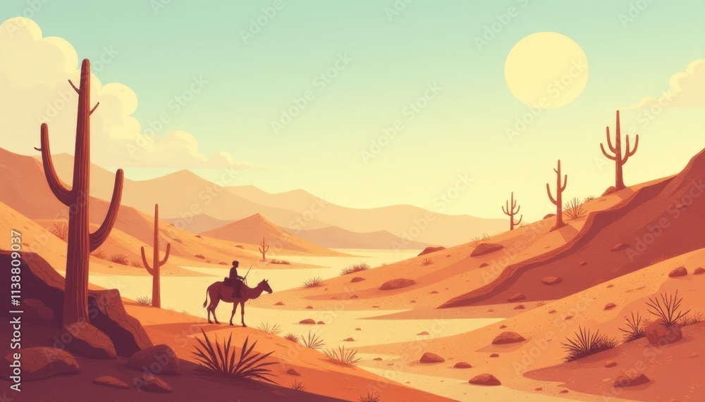 Fototapeta premium Journey through a sunlit desert landscape with winding paths and towering rock formations