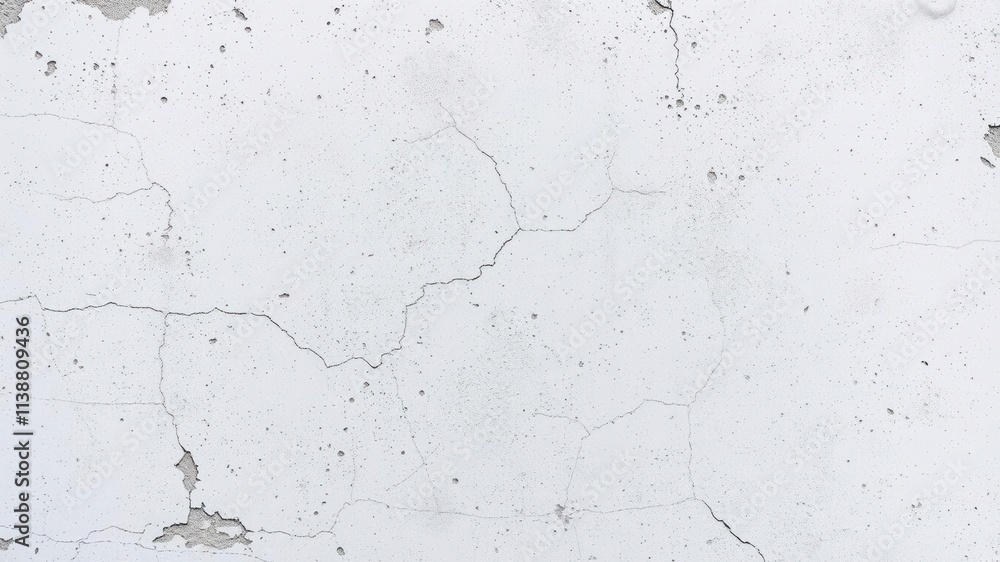 Obraz premium Rough texture of a white wall with small cracks and peeling paint, texture background, grunge, vintage
