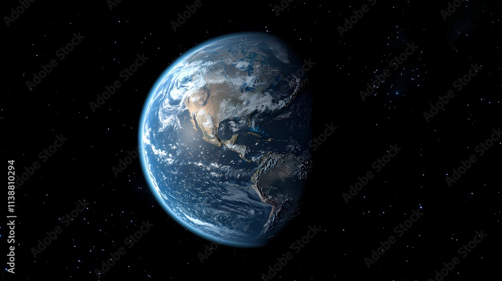 Stunning view of Earth from space highlighting beautiful blue oceans, green landmasses, and swirling white clouds against a backdrop of deep black universe. Stunning view of Earth from space highlighting beautiful blue oceans, green landmasses, and swirling white clouds against a backdrop of deep black universe.
