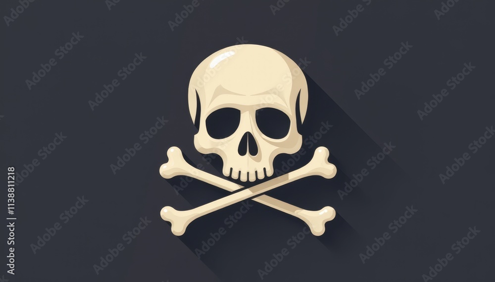 © Andrey - Intriguing symbol of danger featuring a vibrant skull and crossbones on a dark background