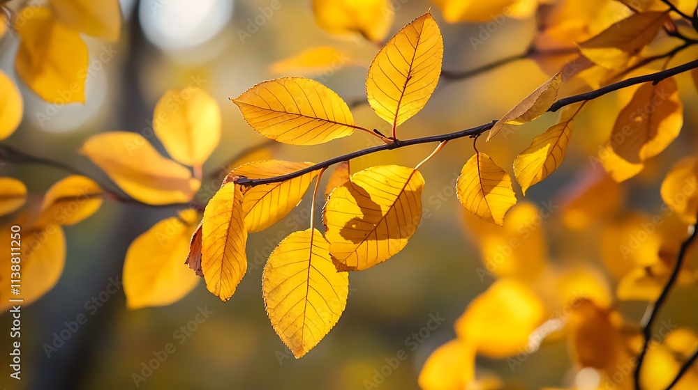Autumn Leaves, Golden Fall Foliage, Nature Background Autumn Leaves, Golden Fall Foliage, Nature Background